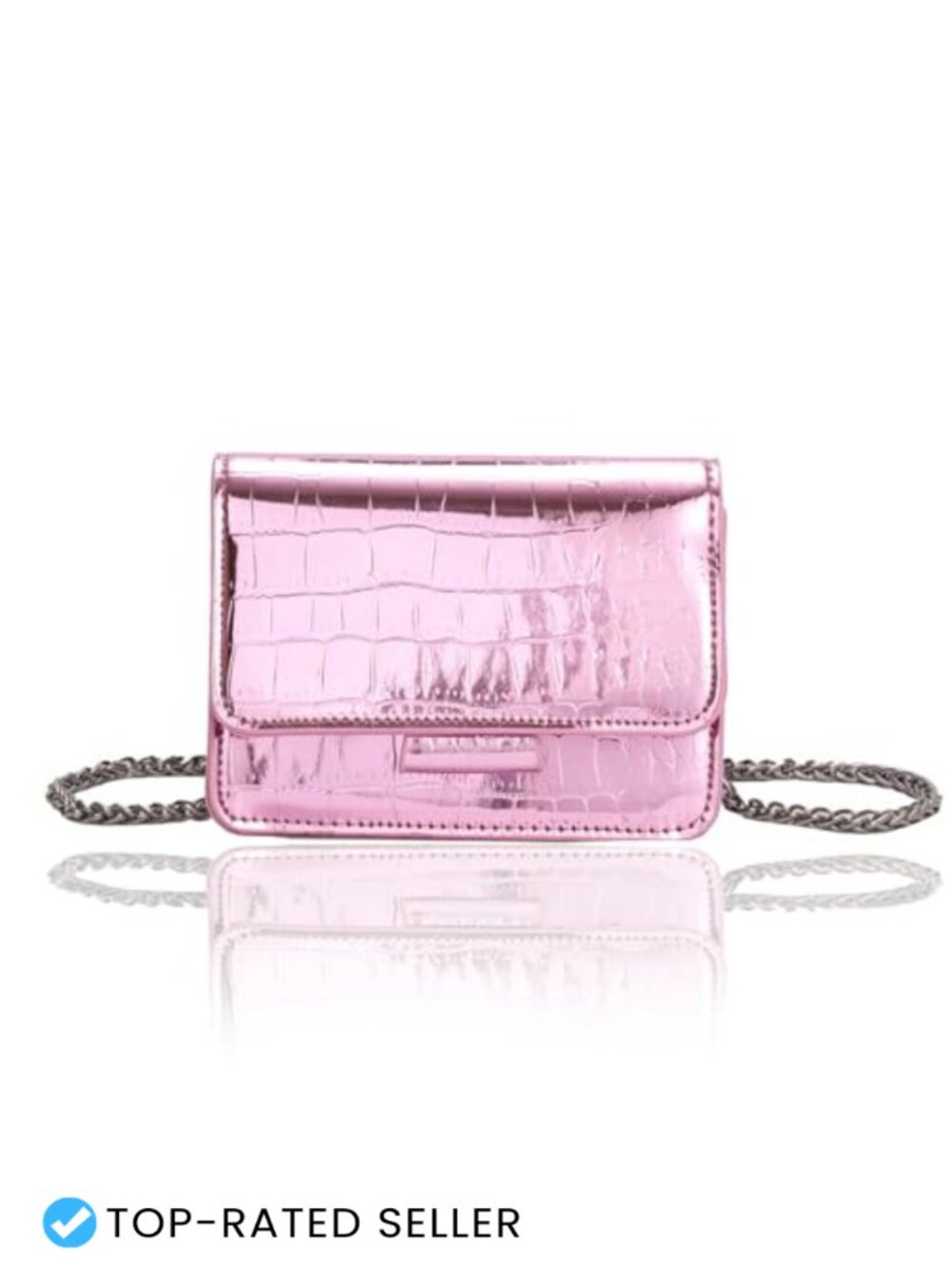 Vintage Y2K Metallic Croc Faux Leather Crossbody Bag Purse
